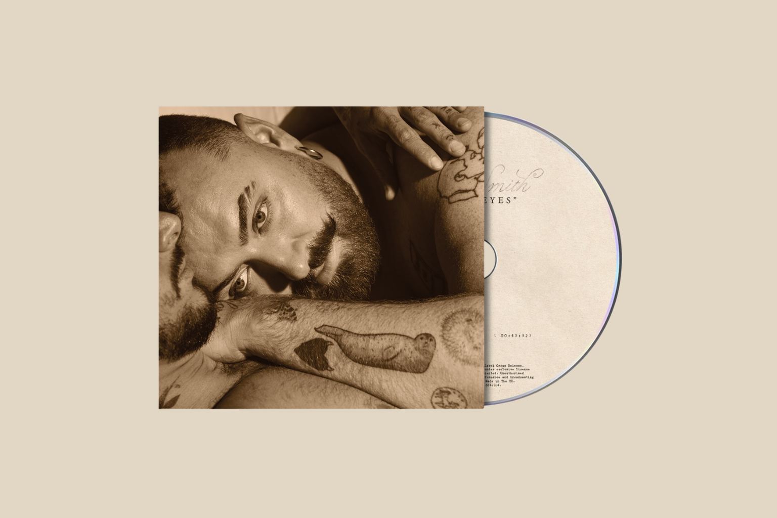 Official Hazel Eyes CD artwork showing Sam Smith in an intimate sepia portrait