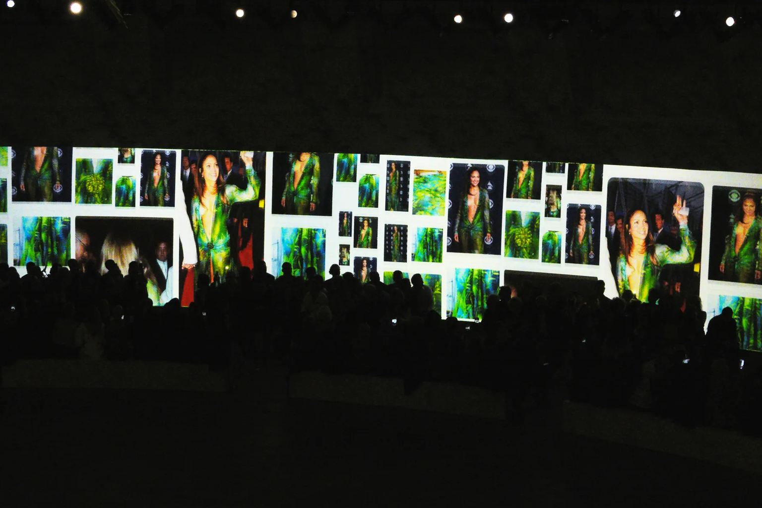 Jennifer Lopez and Donatella Versace at the 2019 jungle dress runway reveal